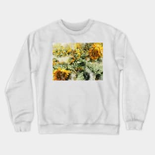 Abstract Sunflowers - Digital Watercolor Crewneck Sweatshirt